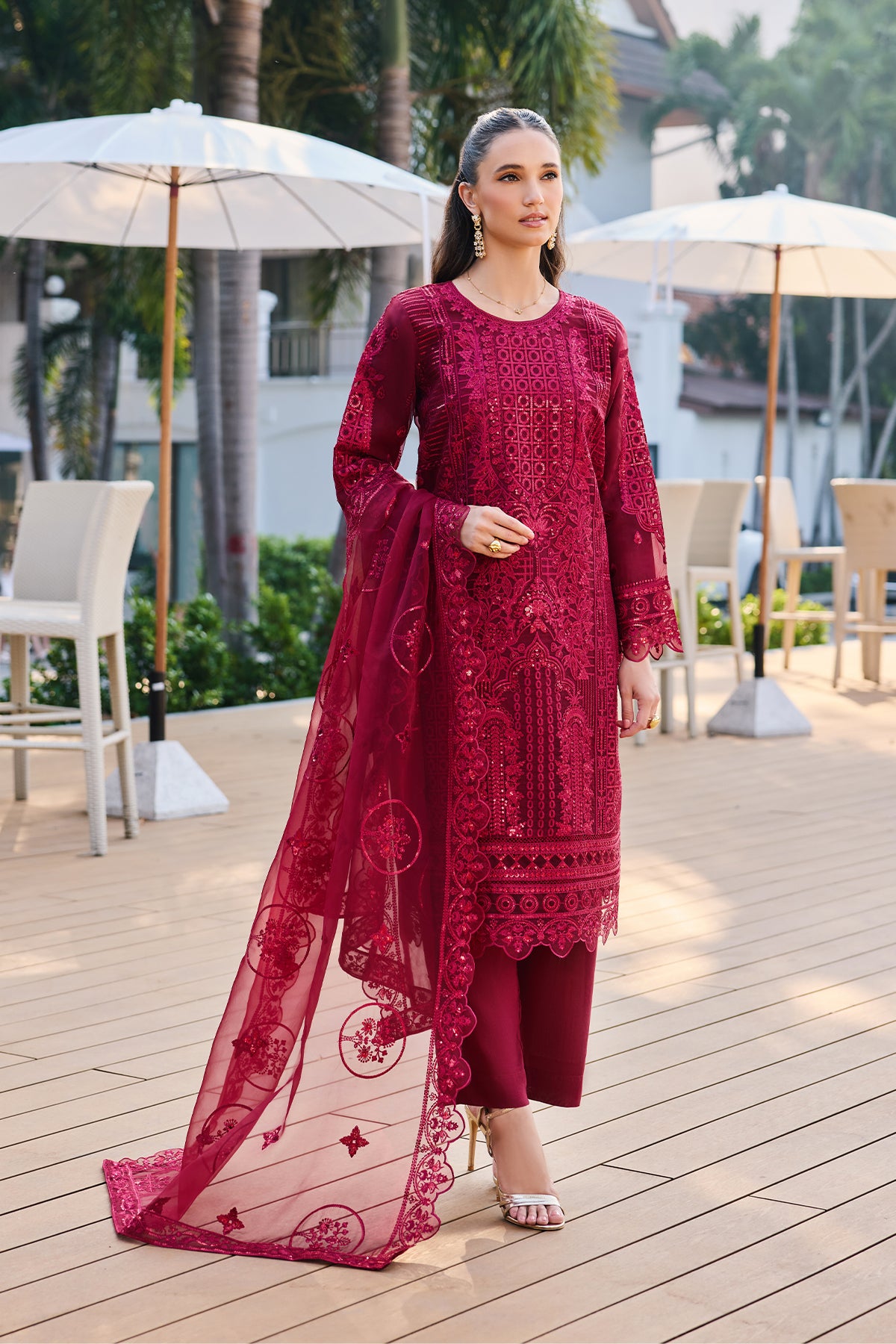 Garnet Lattice 3-Piece Suit