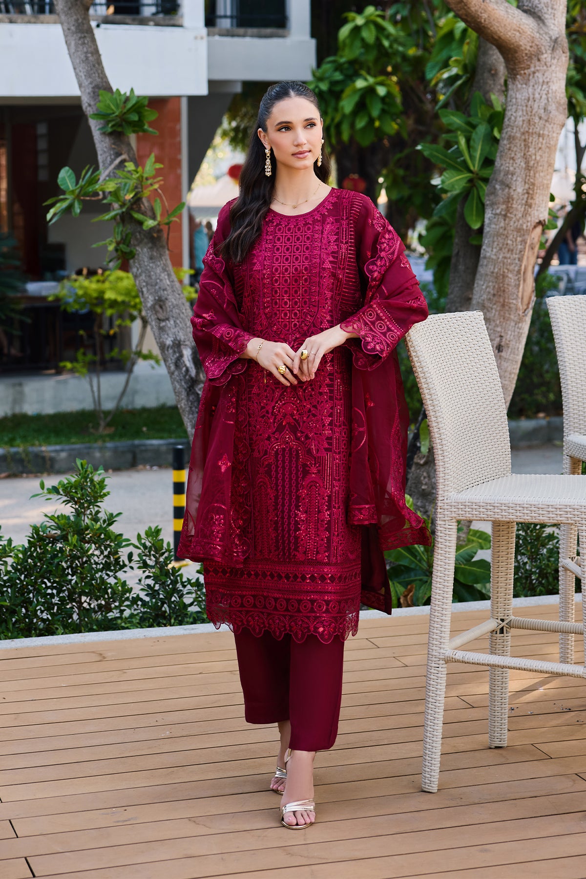Garnet Lattice 3-Piece Suit